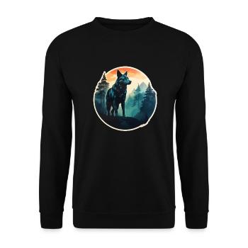 Loup nordique plein de forêt - Sweat-shirt Unisexe - noir - Devant - Alina (178cm) & Michal (187cm)