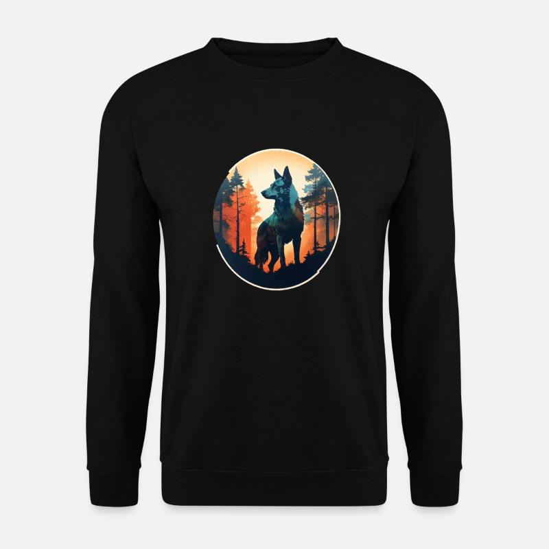 Nordischer Wolf voller Wald - Unisex Pullover - Schwarz