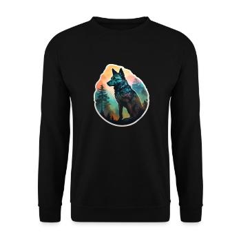 Nordic wolf full of forest - Unisex Sweatshirt - black - Front - Alina (178cm) & Michal (187cm)