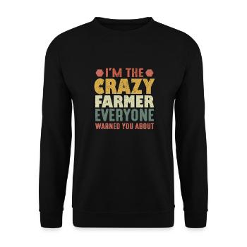 Ich bin der verrückte Farmer, vor dem dich alle gewarnt haben - Unisex Pullover - Schwarz - Vorne - Alina (178cm) & Michal (187cm)