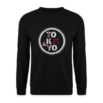 Tokyo Graphic Shirt Sakura Cherry Blossoms and Fuji - Unisex Sweatshirt - black - Front - Alina (178cm) & Michal (187cm)