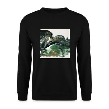 Abstrakte Acrylkunst grün - Unisex Pullover - Schwarz - Vorne - Alina (178cm) & Michal (187cm)