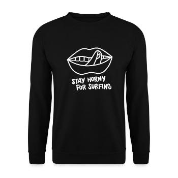 stay horny for surfing wht - Unisex Pullover - Schwarz - Vorne - Alina (178cm) & Michal (187cm)