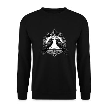 Hugin und Munin - Unisex Pullover - Schwarz - Vorne - Alina (178cm) & Michal (187cm)
