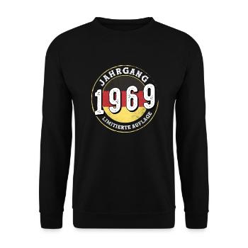 Limitierte Auflage Jahrgangs 1969 55 Jahre alt - Unisex Pullover - Schwarz - Vorne - Alina (178cm) & Michal (187cm)