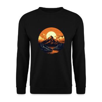 Majestätisches Leuchten der Berge - Unisex Pullover - Schwarz - Vorne - Alina (178cm) & Michal (187cm)