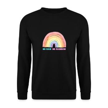 No Rain No Rainbow - Unisex Pullover - Schwarz - Vorne - Alina (178cm) & Michal (187cm)