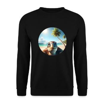 Tortue souriante - Sweat-shirt Unisexe - noir - Devant - Alina (178cm) & Michal (187cm)