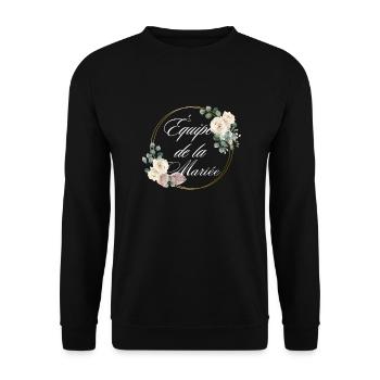 White Flower Bride Team -matching tshirt - Unisex Sweatshirt - black - Front - Alina (178cm) & Michal (187cm)