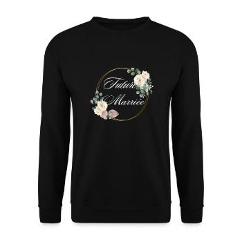 Zukünftige Braut Weiße Blumen - Passendes T-Shirt - Unisex Pullover - Schwarz - Vorne - Alina (178cm) & Michal (187cm)