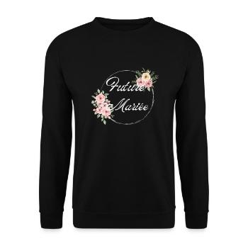 Zukünftige Braut Rosa Blumen - Passendes T-Shirt - Unisex Pullover - Schwarz - Vorne - Alina (178cm) & Michal (187cm)