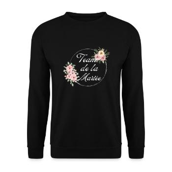 The bride's team pink flower-matching tshirt - Unisex Sweatshirt - black - Front - Alina (178cm) & Michal (187cm)