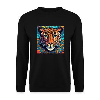 Leopard - Unisex Pullover - Schwarz - Vorne - Alina (178cm) & Michal (187cm)