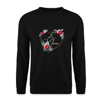La mariée coeur floral -tshirt assorti - Sweat-shirt Unisexe - noir - Devant - Alina (178cm) & Michal (187cm)
