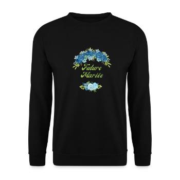 Zukünftige Braut Blue Flowers - Passendes T-Shirt - Unisex Pullover - Schwarz - Vorne - Alina (178cm) & Michal (187cm)