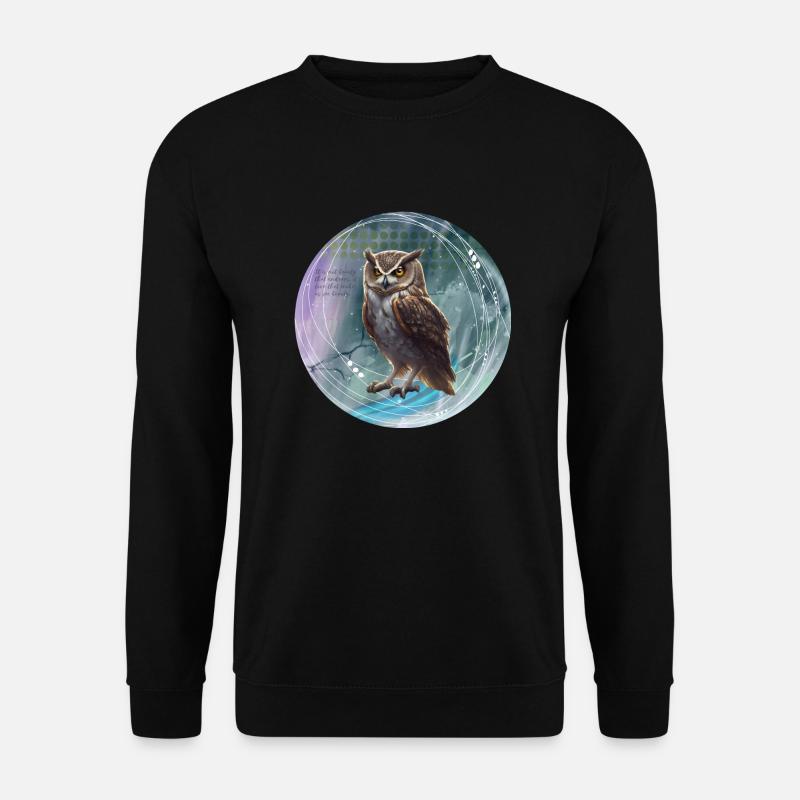 Fabelhafte Eulenillustration magischem Hintergrund - Unisex Pullover - Schwarz