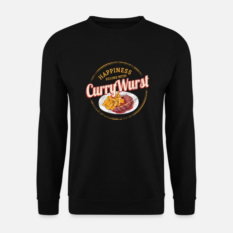 Currywurst Retro Wurst Vintage Bratwurst Pommes - Unisex Pullover - Schwarz