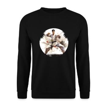 Karate, Kampfkunst mit chinesischen Einflüssen - Unisex Pullover - Schwarz - Vorne - Alina (178cm) & Michal (187cm)