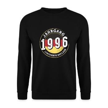 Jahrgangs 1996 28 years old Vintage 1996 - Unisex Sweatshirt - black - Front - Alina (178cm) & Michal (187cm)