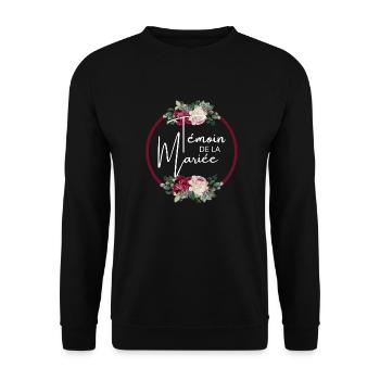 Blumen Braut Trauzeuge - passendes T-Shirt - Unisex Pullover - Schwarz - Vorne - Alina (178cm) & Michal (187cm)