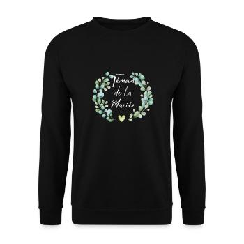 Blumen Braut Trauzeuge - passendes T-Shirt - Unisex Pullover - Schwarz - Vorne - Alina (178cm) & Michal (187cm)