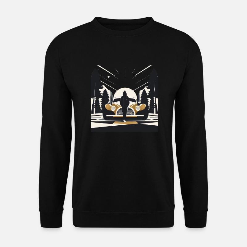 Art-déco-Kapuzenfigur und Auto - Unisex Pullover - Schwarz