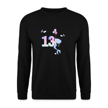 13th Birthday Mermaid - Unisex Sweatshirt - black - Front - Alina (178cm) & Michal (187cm)