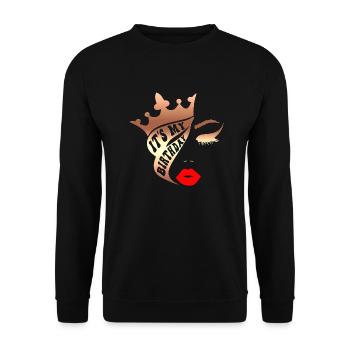 Schöne weibliche Malkunst Gesicht bunte Frau - Unisex Pullover - Schwarz - Vorne - Alina (178cm) & Michal (187cm)