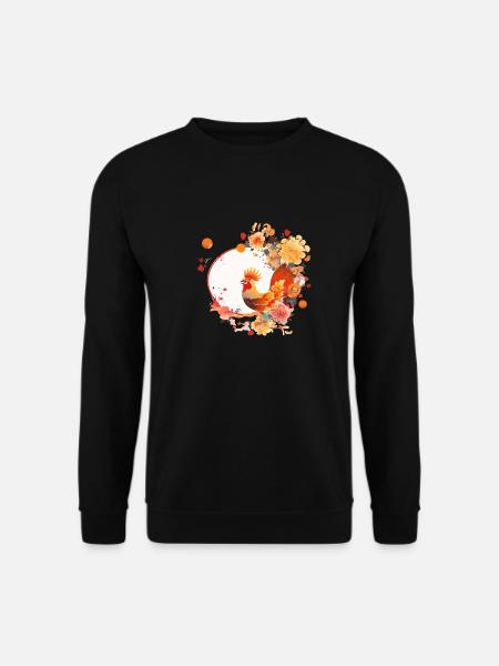Chinesischer Neujahrshahn - Unisex Pullover - Schwarz
