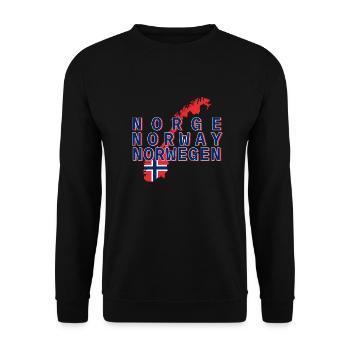 Norwegen 3 Schriftzüge mit Karte 1 - Unisex Pullover - Schwarz - Vorne - Alina (178cm) & Michal (187cm)