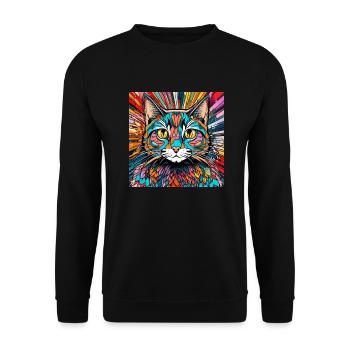 Cat Head Cat Cat Colorful - Unisex Sweatshirt - black - Front - Alina (178cm) & Michal (187cm)