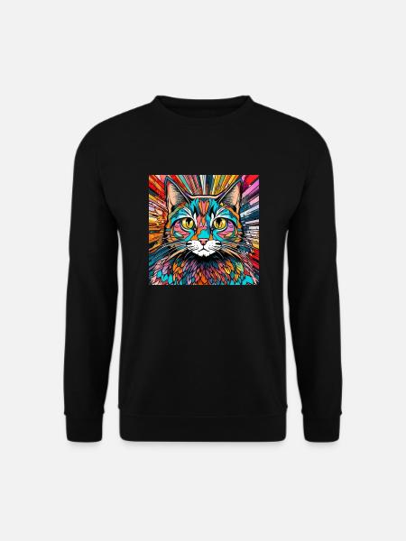 Katzenkopf Katze Kater Bunt - Unisex Pullover - Schwarz