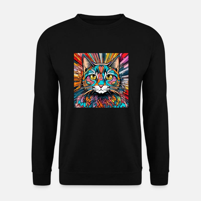 Cat Head Cat Cat Colorful - Unisex Sweatshirt - black