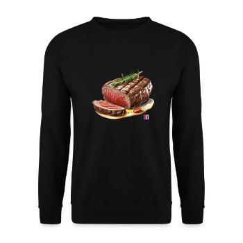 Steak - Unisex Pullover - Schwarz - Vorne - Alina (178cm) & Michal (187cm)