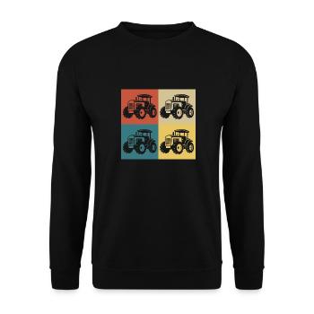 Retro-Vintage-Traktor - Unisex Pullover - Schwarz - Vorne - Alina (178cm) & Michal (187cm)