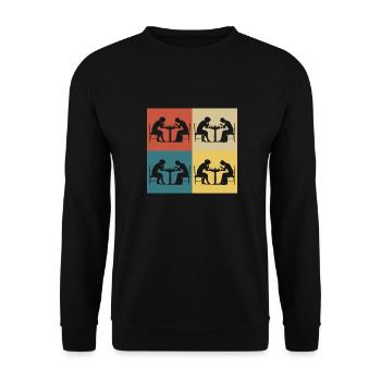 Jeux d'échec vintage rétro - Sweat-shirt Unisexe - noir - Devant - Alina (178cm) & Michal (187cm)
