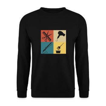 Retro Vintage Friseur - Unisex Pullover - Schwarz - Vorne - Alina (178cm) & Michal (187cm)