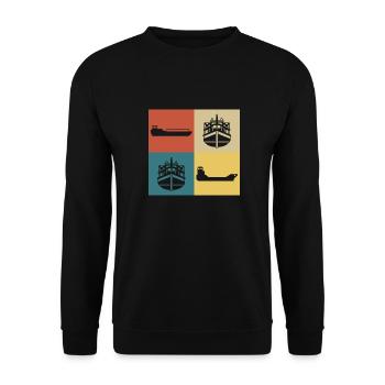 Retro Vintage Houseboat - Unisex Sweatshirt - black - Front - Alina (178cm) & Michal (187cm)