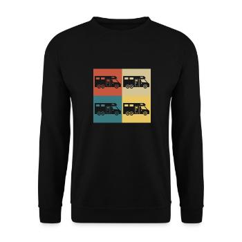 Retro Vintage Campervan - Unisex Sweatshirt - black - Front - Alina (178cm) & Michal (187cm)