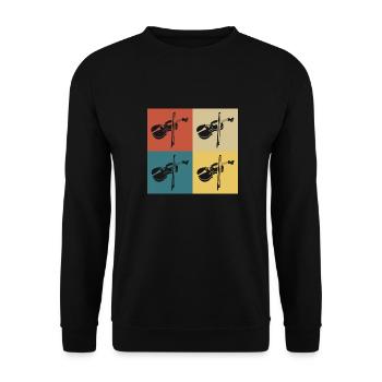 Retro Vintage Geige - Unisex Pullover - Schwarz - Vorne - Alina (178cm) & Michal (187cm)
