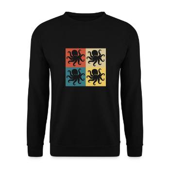 Retro Vintage Octopus - Unisex Sweatshirt - black - Front - Alina (178cm) & Michal (187cm)