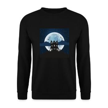Haunted house with glowing full moon - Unisex Sweatshirt - black - Front - Alina (178cm) & Michal (187cm)