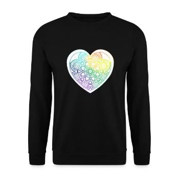 Coeur en Mandala et motifs de zentangle Arc en Cie - Sweat-shirt Unisexe - noir - Devant - Alina (178cm) & Michal (187cm)