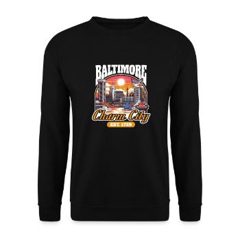 Baltimore Charm City Cartoon Paysage urbain - Sweat-shirt Unisexe - noir - Devant - Alina (178cm) & Michal (187cm)