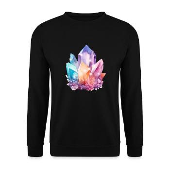 Bunter Kristall - Unisex Pullover - Schwarz - Vorne - Alina (178cm) & Michal (187cm)