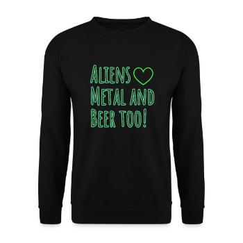 Aliens love Metal and Beer too - Unisex Pullover - Schwarz - Vorne - Alina (178cm) & Michal (187cm)