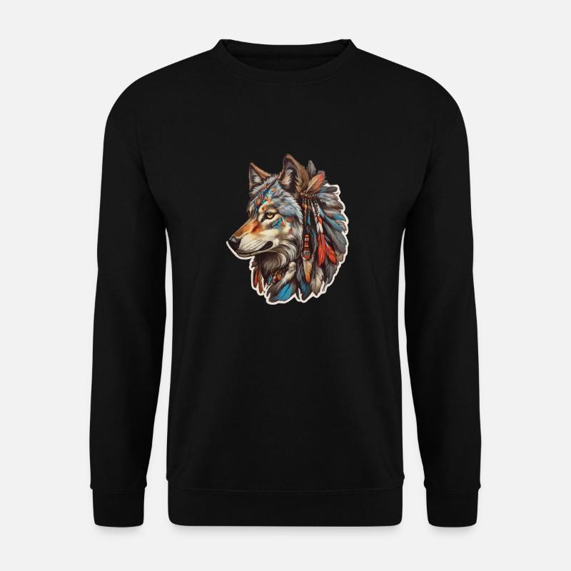 Wolf Indianer - Unisex Pullover - Schwarz