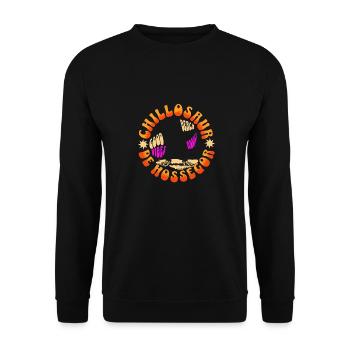 "Chill-osaur T-Shirt - Relaxation in Hossegor" - Unisex Sweatshirt - black - Front - Alina (178cm) & Michal (187cm)