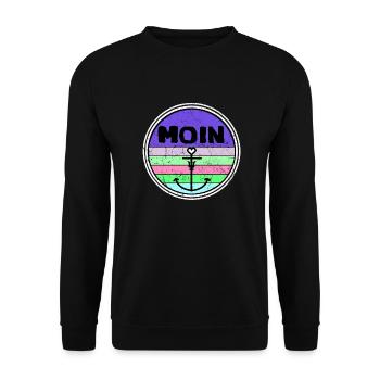 Küste Moin Anker Vintage Retro Distressed Norden - Unisex Pullover - Schwarz - Vorne - Alina (178cm) & Michal (187cm)