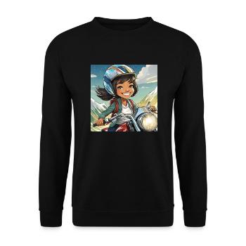 Motorrad fahren ist eine Leidenschaft - Unisex Pullover - Schwarz - Vorne - Alina (178cm) & Michal (187cm)